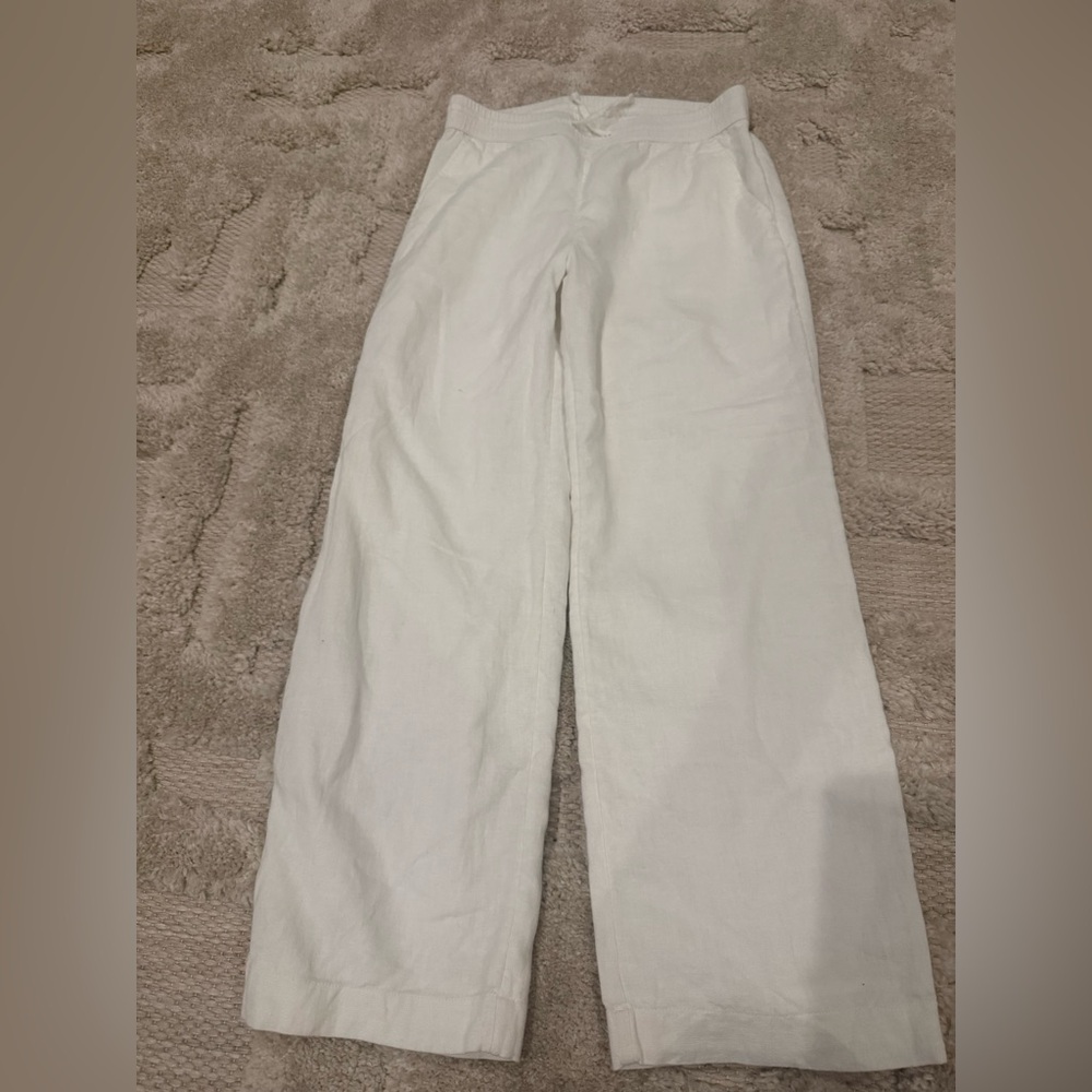 Girls white linen pants
